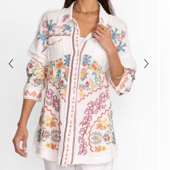 Johnny Was Tops - NWT Johnny Was Toyah Embroidered Blouse Top Sz XL